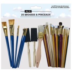 Lot de 25 pinceaux et brosses ALIX Artiste pour miniature 1/12e et loisirs créatifs