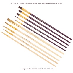 lot de pinceaux peinture vernis 10 pieces dimensions pinceaux 23 a 24 cm van bleiswijck