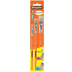 Pincel'School – Lot de 3 pinceaux plats soie de porc