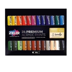 Coffret Acrylique Zieler 24 Tubes de 22ml - Couleurs Variées