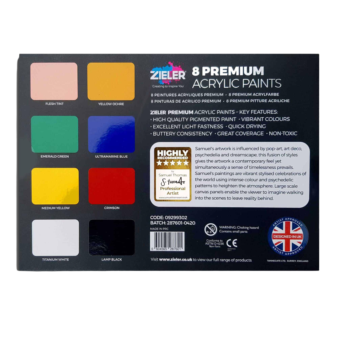 Coffret Acrylique Zieler 8 Tubes de 75ml - Couleurs Variées – Image 2