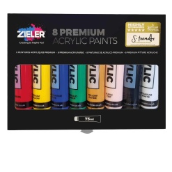 Coffret Acrylique Zieler 8 Tubes de 75ml - Couleurs Variées