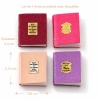 Lot de 4 livres miniatures ouvrables bordeaux rose et violet avec dimensions