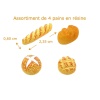 Assortiment de quatre petits pains miniatures en résine vue principale avec dimensions