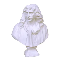 "Buste miniature de Molière - un trésor littéraire pour maisons de poupée."