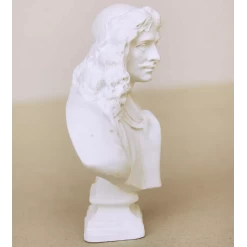 Buste miniature de Molière - un trésor littéraire pour maisons de poupée.