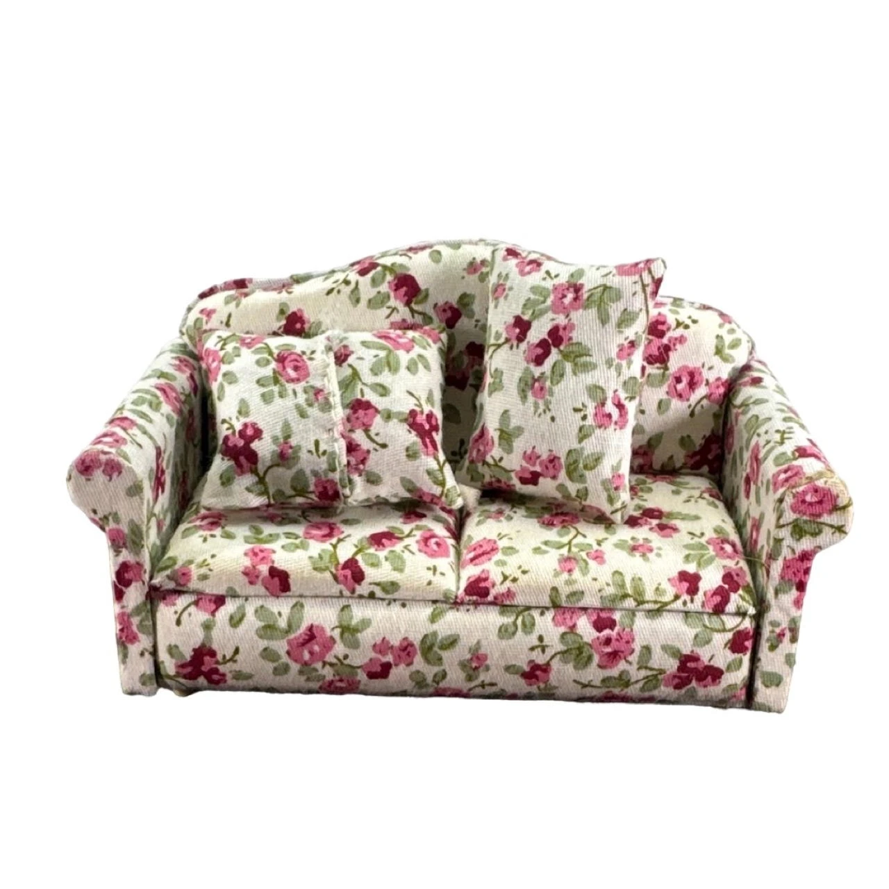 Canapé / sofa tissus à fleurs avec coussins – Image 4