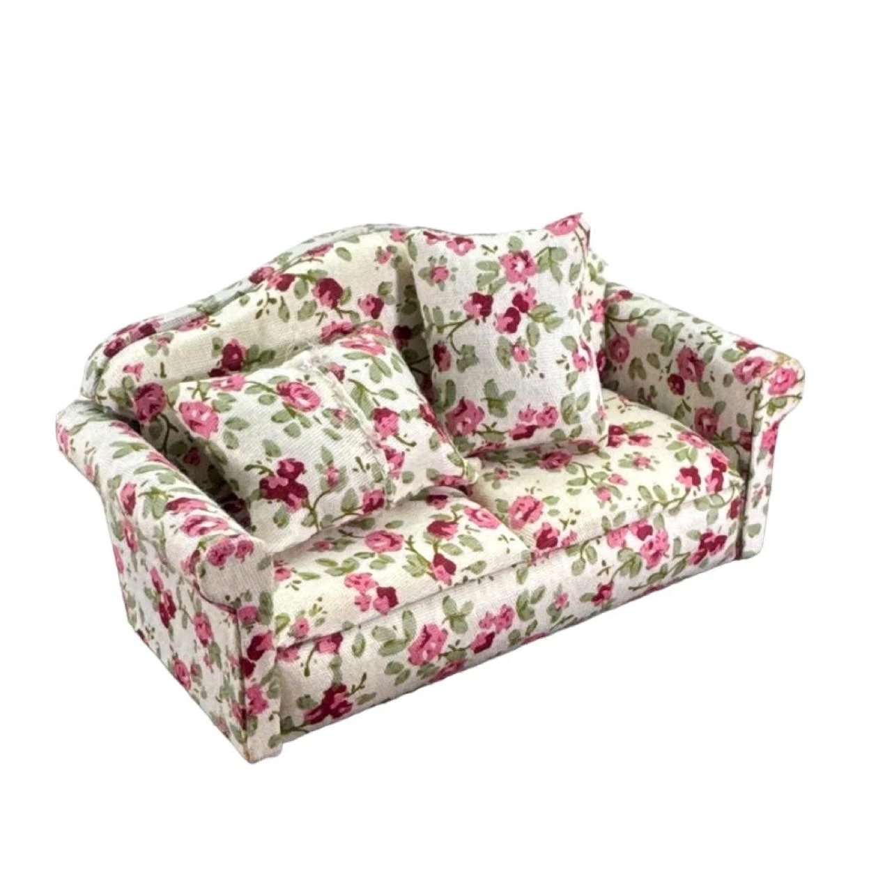 Canapé / sofa tissus à fleurs avec coussins – Image 3