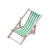Chaise pliante miniature vert rayée pour maison de poupée, échelle 1:12.