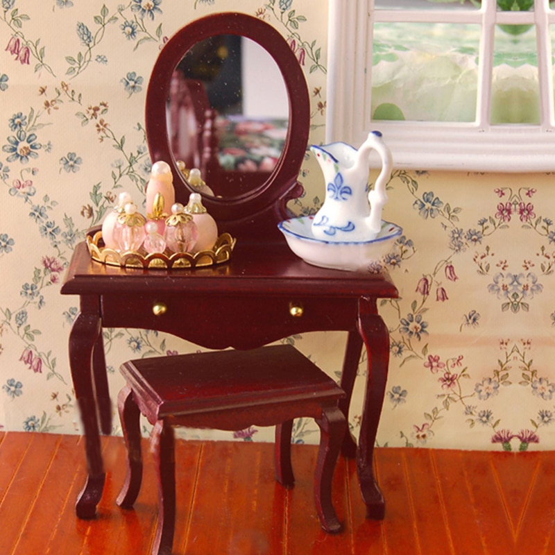 Coiffeuse avec miroir et tabouret