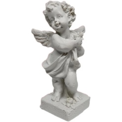 Lot de 2 anges miniatures identiques en résine blanche, hauteur 8,5 cm environ. Idéal pour jardin et décor de maison de poupée 1/12ᵉ.