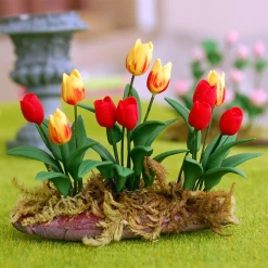 Ensemble de tulipe rouge et jaune