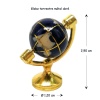 Globe terrestre miniature en métal doré pour maison de poupée, bleu avec détails dorés, dimensions : 2,90 cm de hauteur et 1,20 cm de diamètre