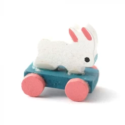 Jouet lapin sur roues miniature