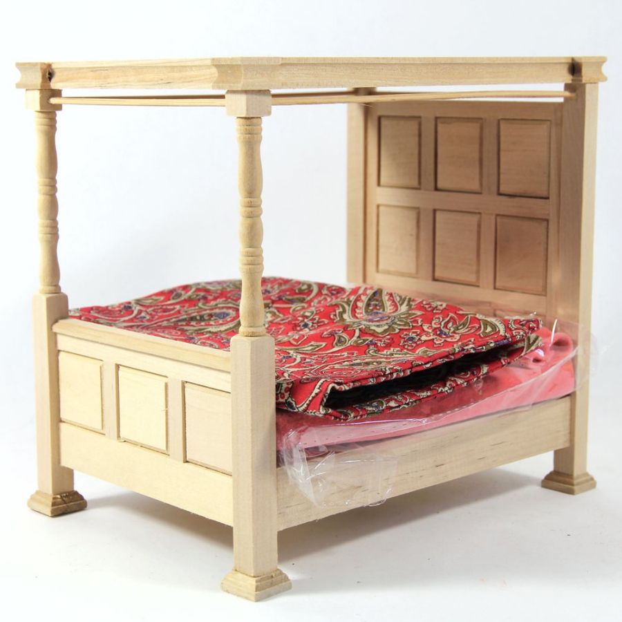 Lit à baldaquin - Bois brut