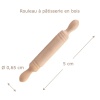Rouleau à pâtisserie miniature en bois brut 1/12ᵉ vue principale avec dimensions