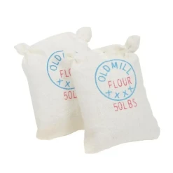 Deux sacs de farine miniatures écru “Old Mill Flour” vue principale