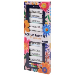 boîte de peinture acrylique 14 tubes de 12 ml couleurs variées