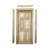 Porte ouvrante en bois brut avec cadre vue de face pour maison de poupée 1/12e