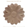 Rosace bois brut diamètre 5 cm pour maison miniature 1/12e avec indication de taille