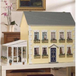 Maison de poupée Amber miniature 1/12e en kit bois brut vue avec serre