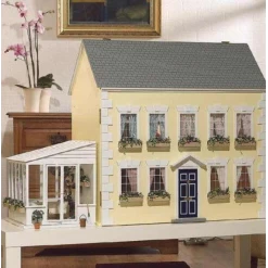 Maison de poupée Amber miniature 1/12e en kit bois brut vue avec serre