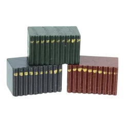 trois blocs de livres en bois miniature 1/12ᵉ bordeaux vert bleu pour maison de poupée