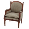 Fauteuil bergère style Louis XVI en bois style merisier, tissu velours miniature 1:12