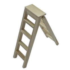 Escabeau pliant miniature en bois brut à 5 marches