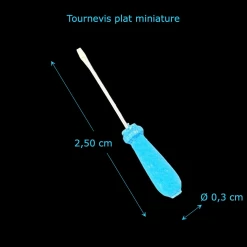 Tournevis Miniature Manche Bleu 1/12ᵉ vue principale avec dimensions