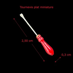 Tournevis Miniature Manche Rouge 1/12ᵉ vue principale avec dimensions