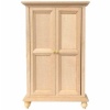 Armoire lingère bois brut personnalisable avec deux étagères pour maisons de poupée. Vue de face porte fermées