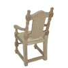 Lot de chaise accoudoirs bois brut pour maison de poupée. Vue arrière