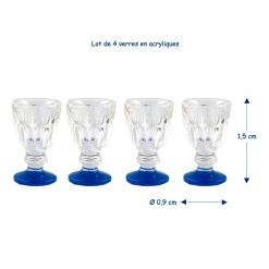 Lot de 4 verres à pied miniatures hauteur 1,5 cm diamètre 0,9 cm