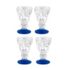 Quatre verres miniatures identiques en acrylique transparent avec pied bleu