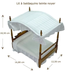 Alternative view of Lit double à baldaquin - Bois teinte noyer