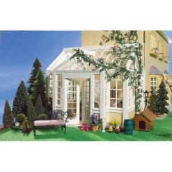 Kit de véranda Cotswold pour maison de poupée, style élégant et détails soignés.