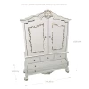 Armoire miniature blanche style français 1:12, détails dorés élégants, parfaite pour collection de maisons de poupée.