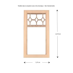 Fenêtre miniature en bois découpée au laser par Alessio, treillis diamant, pour maison de poupée 1:12, artisanat de précision.