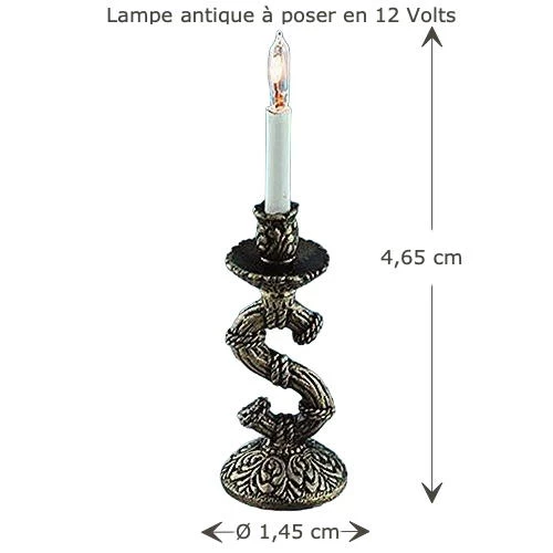Lampe miniature 12 volts style antique pour maison de poupée 1:12, éclairage doux et détails raffinés CR-24938