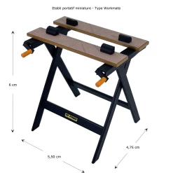 Établi portatif miniature de bricolage avec étaux, parfait pour ajouter du réalisme à des scènes de travail à l'échelle 1:12.