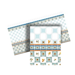 carrelage mural miniature blanc et bleu avec frise décorative 1/12e pour maison de poupée