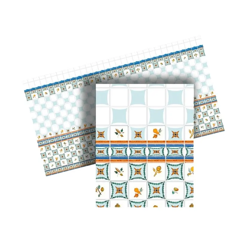 carrelage mural miniature blanc et bleu avec frise décorative 1/12e pour maison de poupée