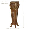 Piédestal fleuri en bois sculpté miniature 1:12 avec détails dorés, un ajout luxueux pour maisons de poupée et vitrines de collectionneurs.