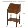 Pupitre de bibliothèque en noyer miniature pour maison de poupée, finement ouvrable et détaillé, échelle 1:12, parfait pour collectionneurs.