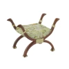 Miniature siège style Empire en bois massif avec tissu à motif pour maison de poupée 1:12.