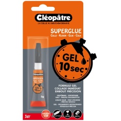 Tube de Super Glue Gel Cléopâtre de 3g pour collage rapide et durable.