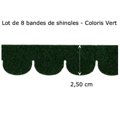 lot de 8 bandes de shingles vert hauteur 2,50 cm pour toiture miniature 1/12e