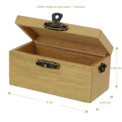 Coffre miniature en bois verni pour maison de poupée, idéal pour le rangement et la décoration intérieure