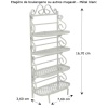 Étagère métallique blanche à quatre niveaux pour maison de poupée, idéale pour boulangerie, magasin, ou salle de bains miniature, alliant style et fonction.